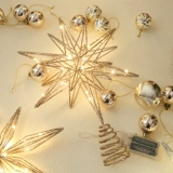 Рождественская елка верхняя звезда взрыв звезда Железное чистое полое золотое и серебряное батарея emaCon Пентагональная рождественская рождественская елка