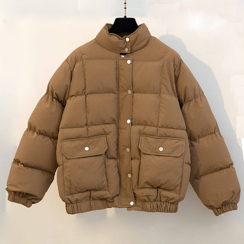 面包服女短款ins冬天新款学生蓬蓬保暖加厚宽松无帽简约棉服外套