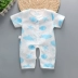 Mùa hè nam giới và phụ nữ bé ngắn tay jumpsuit bông gạc trẻ sơ sinh mở đập vỡ quần áo đồ ngủ haber 0-2 tuổi