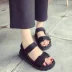Dép nữ sinh viên 2018 mùa hè phụ nữ La Mã của giày Hàn Quốc phiên bản của Harajuku phong cách đáy phẳng đáy dày Velcro muffin giày Sandal