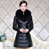 Áo khoác da nữ dài phần 2018 mới Hained Sheep leather fox fur slim coat lông trung niên ao da cao cap Quần áo da