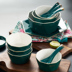 Bà ngoại Bắc Âu ánh sáng xanh kim cương sang trọng kim cương gạo vuông bát gốm 4,5 inch bát đơn bộ đồ ăn bát nhà - Đồ ăn tối dĩa nhựa Đồ ăn tối