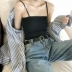 Mùa hè 2018 mới của phụ nữ Hàn Quốc phiên bản của tự trồng hoang dã mỏng đoạn ngắn màu rắn nhỏ vest bên ngoài mặc chic sling triều áo sơ mi nữ đẹp Áo ba lỗ