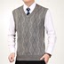 Của nam giới len vest vest mùa thu và mùa đông mới trung niên của nam giới cộng với phiên bản áo len daddy tim cổ áo len áo len cardigan nam Dệt kim Vest
