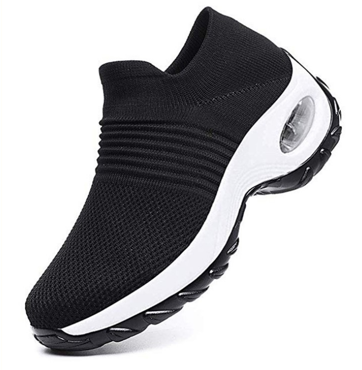 1839 Black And White Socks And ShoesSpring and summer light Socks elastic force Lazy shoes female air cushion increase Hiking shoes black leisure time work Cloth shoes Mom shoes