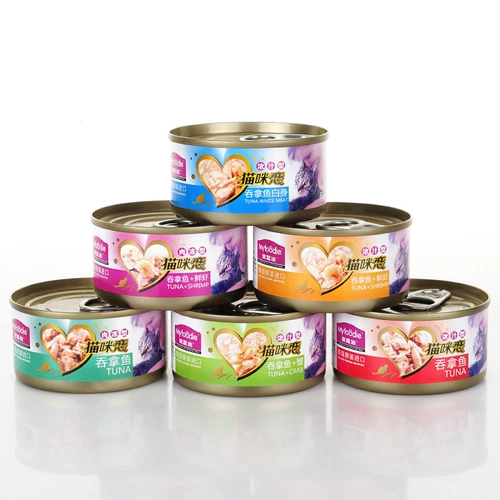 McFudi Cat Love Cat Connied 6 последовательных банок с закусками кошачья кошка с влажным зерновым пакетом Свежий пакет домашних животных вознаграждайте еду