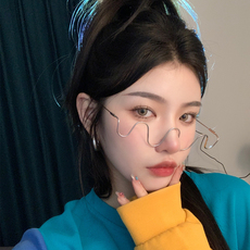 Оправа для очков 无片眼镜框2022新款欧美ins网红风波浪凹造型潮个性走秀装饰镜架