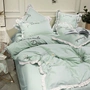 19 mùa xuân nhạt cúc xanh thêu denim bông 60 bông giường khăn trải giường chăn chúa gió - Bộ đồ giường bốn mảnh bộ ga giường