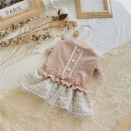 Сумка кошка, домашнее животное осень и зимняя сетчатая сетчатая юбка, французская кружевная одежда для кошек, плюшевая юбка