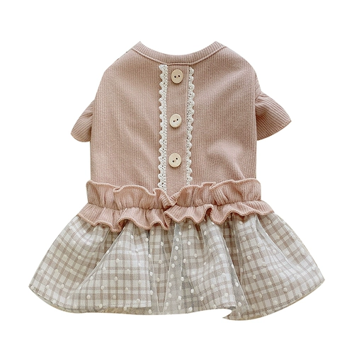 Сумка кошка, домашнее животное осень и зимняя сетчатая сетчатая юбка, французская кружевная одежда для кошек, плюшевая юбка