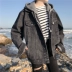 Áo khoác denim dài tay kiểu dáng rộng, áo khoác denim nữ ngắn mùa thu 2018 phiên bản Hàn Quốc mới của áo khoác sinh viên hoang dã