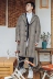 Áo khoác len kẻ sọc cổ điển mùa đông thứ chín mươi chín phần dài của xu hướng áo khoác vai Hàn Quốc cardigan nam Áo len