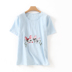 M27 Nhật Bản nhỏ tươi dễ thương thêu vòng cổ ngắn tay T-Shirt nữ sinh viên lỏng phần mỏng áo 2018 áo thun zara nữ Áo phông