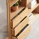 Скандинавский книжный шкаф из натурального дерева, система хранения