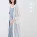 Cổ điển Hàn Quốc chic đèn lồng tay áo ren voan nữ mùa hè mới màu rắn cộng với dài khăn choàng mặt trời quần áo bảo vệ điều hòa không khí áo sơ mi