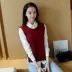 Áo len vest nữ đoạn ngắn 2018 Hàn Quốc phiên bản của vest áo len chủ đề không tay vòng cổ mui xe vest lỏng ao khoac nu Áo vest