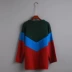 Jiang Xin với mohair lỏng màu sắc hình học phù hợp với retro v-cổ áo len dài tay áo đan đáy áo