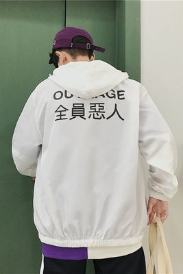 Hồng Kông phong cách mùa hè Hàn Quốc nam áo khoác Harajuku lỏng đẹp trai sinh viên đội mũ trùm đầu đồng phục bóng chày xu hướng phần mỏng quần áo chống nắng Đồng phục bóng chày