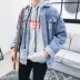 Denim jacket nam Hàn Quốc phiên bản của xu hướng 2018 lỗ những người yêu thích áo khoác lỏng đẹp trai sinh viên bf gió mùa xuân và mùa thu bên ngoài quần áo Áo khoác