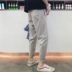 2018 Hồng Kông phong cách quần mới nam Hàn Quốc phiên bản của xu hướng của quần âu chân lỏng lẻo quần hoang dã thẳng bông và quần linen