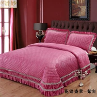 Giường nhung châu Âu ba mảnh chăn bông điều hòa không khí quilting là giường đôi quilted 1,8m mét - Trải giường ra giường màu xám