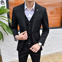Bộ đồ vest nam chải chuốt cho nam Bộ đồ ba mảnh nam Slim phiên bản Hàn Quốc của bốn mùa thanh niên Anh gió nhỏ phù hợp - Suit phù hợp quần kaki