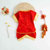 Красный этнический комплект подходит для мужчин и женщин, короткий рукав, подарок на день рождения