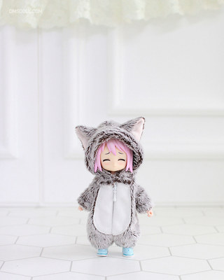 taobao agent Ye Mei Korean baby clothes OB11 hat connection d.m.s baby clothing small gray wolf long space dress conjoined