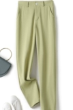 Летние зеленые штаны, костюм, по фигуре, свободный прямой крой, высокая талия