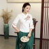 2019 mùa thu mới kiểu Trung Quốc đứng cổ áo cotton và vải lanh thêu Trung Quốc phong cách quốc gia retro Quần áo mỏng quần áo phụ nữ - Áo sơ mi