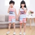 Trẻ em mùa hè cotton không tay vest phù hợp với chàng trai và cô gái quần short bé trẻ em của dịch vụ nhà 2 bộ