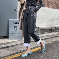 A7seven màu sắc phù hợp với quần harem ren nữ mùa thu 2018 mới rộng mỏng giản dị quần chín quần củ cải quần nữ ống rộng