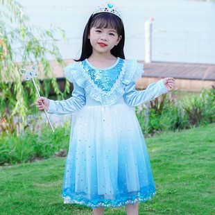 贝贝公主 儿童秋季艾莎连衣裙
