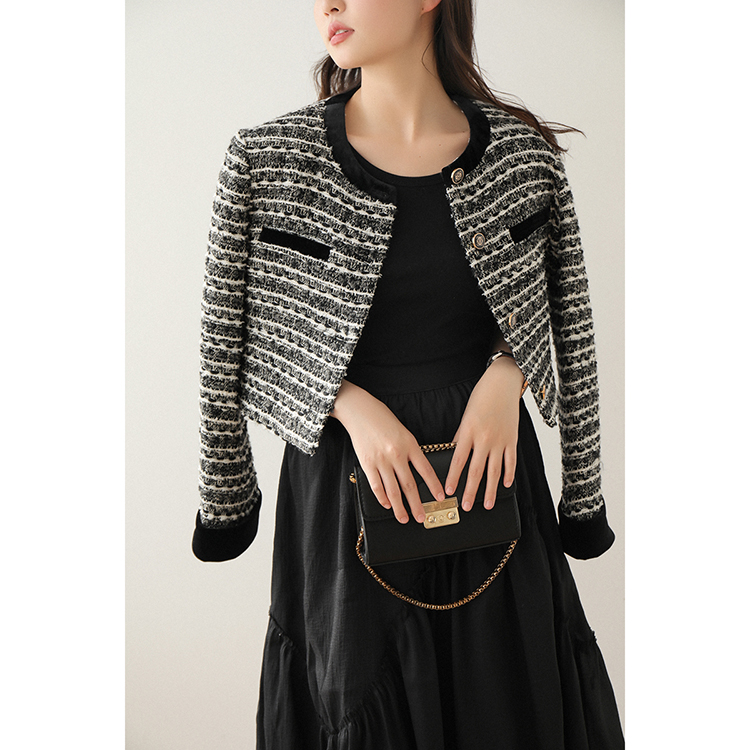 [French style coat] with wool tweed temperament socialite wind short coat AY3664