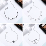 Серебряный свежий серебряный браслет, простой и элегантный дизайн, в корейском стиле