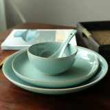 Longquan Celadon House Plate Керамическая овощная блюда глубокая тарелка китайский брат Килн Ледяной трещины 8 -кишкол круглый овощный суп