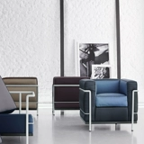 Медуо/Итальянский современный гостиная диван -стул из нержавеющей стали кожа с повседневным стулом LC2 Korbusier кресло