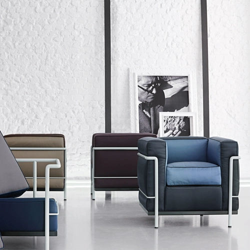 Медуо/Итальянский современный гостиная диван -стул из нержавеющей стали кожа с повседневным стулом LC2 Korbusier кресло