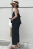 Mùa hè Hàn Quốc phiên bản của lỏng cung dây đeo búp bê áo sơ mi + đen chín điểm rộng chân quần hai bộ phụ nữ thời trang phù hợp với đồ bộ ống rộng Bộ đồ