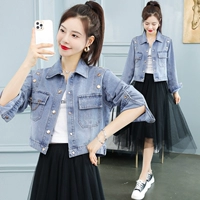 Джинсовая короткая весенняя осенняя модная куртка, джинсовый жакет, 2021 года, в корейском стиле, подходит для подростков