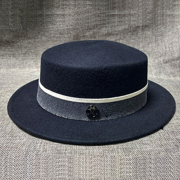 原单出口 帽子女士欧美英伦复古小檐平顶帽纯羊毛呢小礼帽明星同款礼