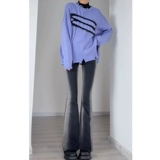 Дизайнерский черный мегафон, весенние джинсы, летние флисовые приталенные штаны, тренд сезона, градиент, высокая талия