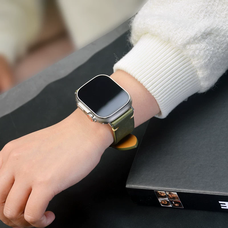 Apple, retro matte leather watch strap, genuine leather