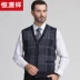 Áo len len nam Hengyuanxiang mùa thu và mùa đông V-cổ len nguyên chất trung niên và vest vest nam - Áo vest cotton