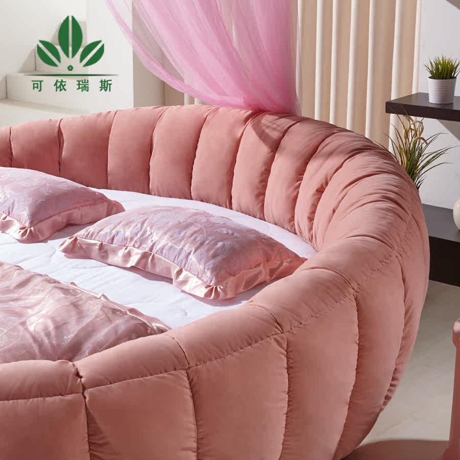 圆床双人床公主床时尚简约现代可拆洗布床南瓜结婚圆形床布艺床