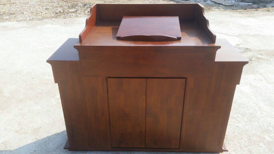 上海【拿撒勒木匠】教堂实木讲道桌教会讲台高端大气教堂实木讲台详情