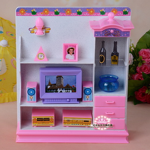 TV with light, bookcase, doll with accessories, family toy, 30cm, Birthday gift