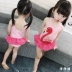 Trẻ em Hàn Quốc quần áo 2018 mùa hè mới trẻ em bé áo tắm dễ thương thiên nga cô gái một mảnh váy lưới áo tắm