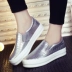 Giày vải da mới 2018 nữ phiên bản Hàn Quốc của giày đế dày hoang dã đế mềm giầy độn nữ Plimsolls