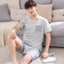 Bông ngắn tay quần short đồ ngủ nam mùa hè mỏng Hàn Quốc phiên bản của thanh niên mới lỏng thường nhà dịch vụ phù hợp với nam giới Bộ Pajama